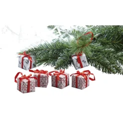 Discount Gifi Supension forme cadeau de Noël rouge blanc x 4