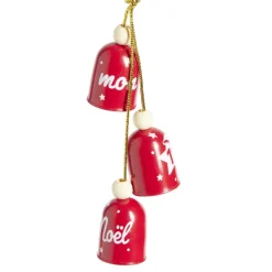 Outlet Gifi Suspension 3 clochettes "Mon 1er Noël" rouge ou dorée H10cm- 2 modèles