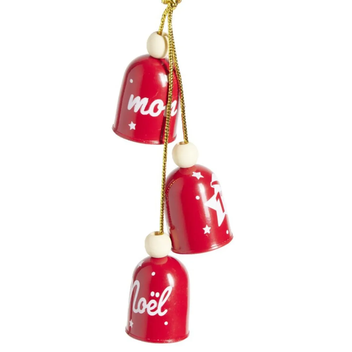 Outlet Gifi Suspension 3 clochettes "Mon 1er Noël" rouge ou dorée H10cm- 2 modèles
