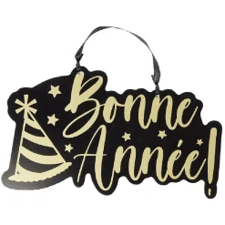 Clearance Gifi Suspension Bonne Année en bois noir et doré