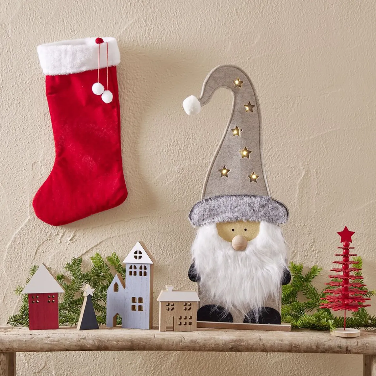 Gifi Suspension botte de Noël rouge et blanche^ Décoration Sapin