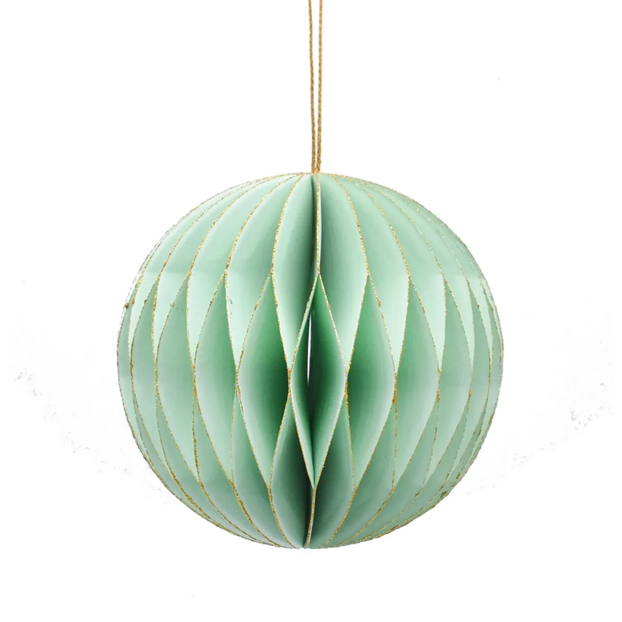 Gifi Suspension boule 3D en papier certifié FSC® vert et doré Ø8cm^ Décoration Sapin