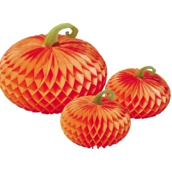 Clearance Gifi Suspension citrouille en papier orange et vert x3