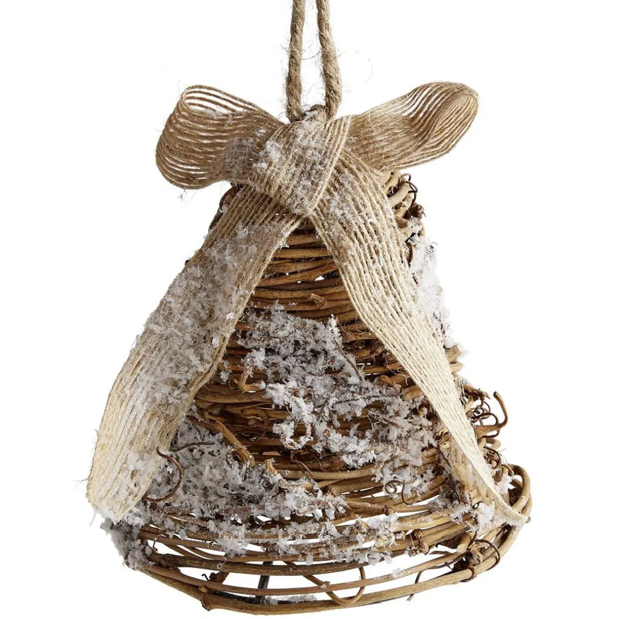 Gifi Suspension cloche en rotin avec noeud en jute H.11,5 cm^ Décoration Sapin