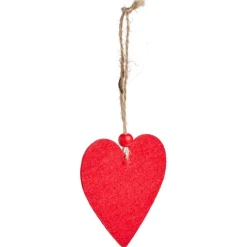 Hot Gifi Suspension coeur/étoile/sapin bois et feutrine rouge ou blanc