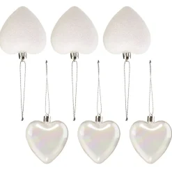 Gifi Suspension de Noël Coeur blanc et transparent H7cm X6^ Décoration Sapin