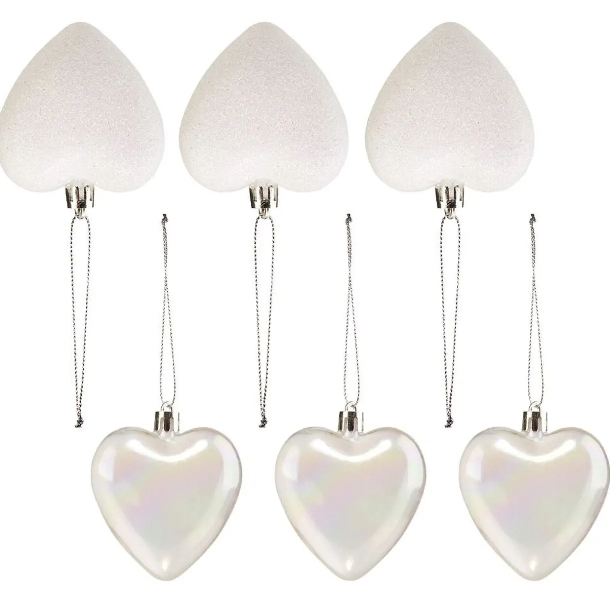 Gifi Suspension de Noël Coeur blanc et transparent H7cm X6^ Décoration Sapin