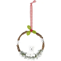 Gifi Suspension de Noël Couronne en bois déco animal^ Décoration Sapin