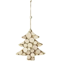 Gifi Suspension de Noël en bois naturel^ Décoration Sapin