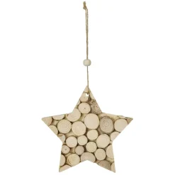 Gifi Suspension de Noël en bois naturel^ Décoration Sapin