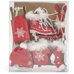 Gifi Suspension de Noël en bois style traditionnel x6^ Décoration Sapin