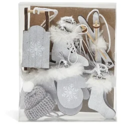 Gifi Suspension de Noël en bois style traditionnel x6^ Décoration Sapin