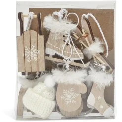 Gifi Suspension de Noël en bois style traditionnel x6^ Décoration Sapin