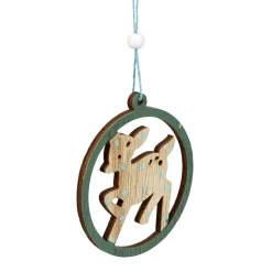 Gifi Suspension de Noël en bois Ange Étoile Renne Sapin naturel vert x24^ Décoration Sapin