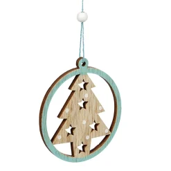 Gifi Suspension de Noël en bois Ange Étoile Renne Sapin naturel vert x24^ Décoration Sapin