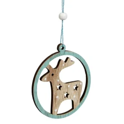 Gifi Suspension de Noël en bois Ange Étoile Renne Sapin naturel vert x24^ Décoration Sapin