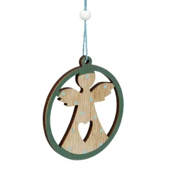 Gifi Suspension de Noël en bois Ange Étoile Renne Sapin naturel vert x24^ Décoration Sapin