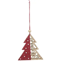 Gifi Suspension de Noël en bois Ange Étoile Renne Sapin naturel rouge x24^ Décoration Sapin