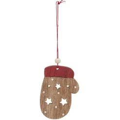 Gifi Suspension de Noël en bois Ange Étoile Renne Sapin naturel rouge x24^ Décoration Sapin