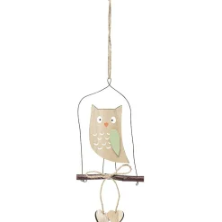 Gifi Suspension de Noël en bois hibou sur branche^ Décoration Sapin