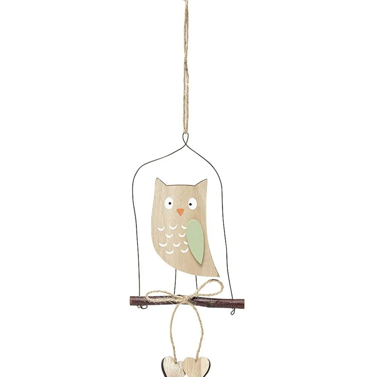 Gifi Suspension de Noël en bois hibou sur branche^ Décoration Sapin