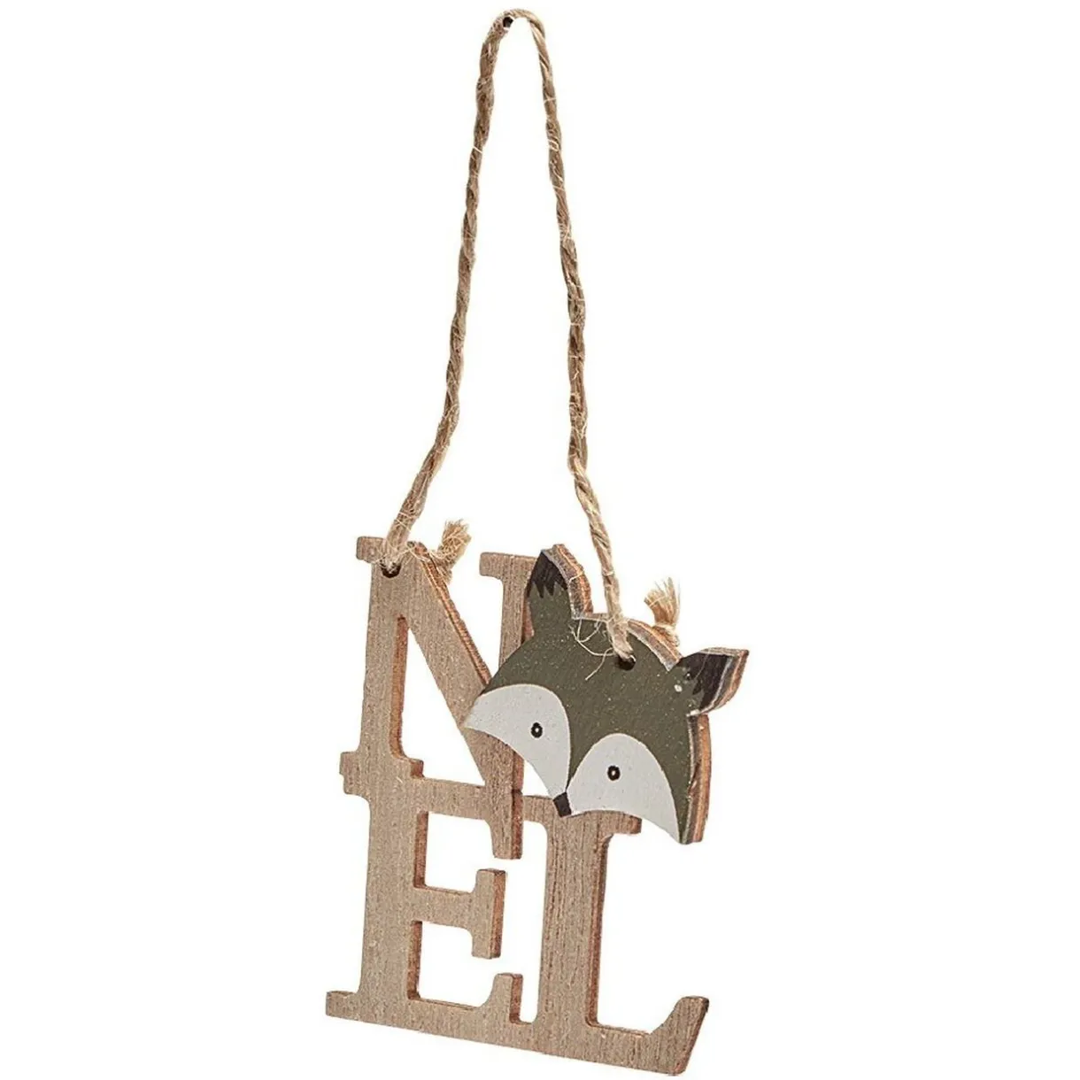 Gifi Suspension de Noël en bois inscription Noël avec animal x4^ Décoration Sapin