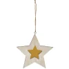 Gifi Suspension de Noël en bois motif incrusté étoile^ Décoration Sapin