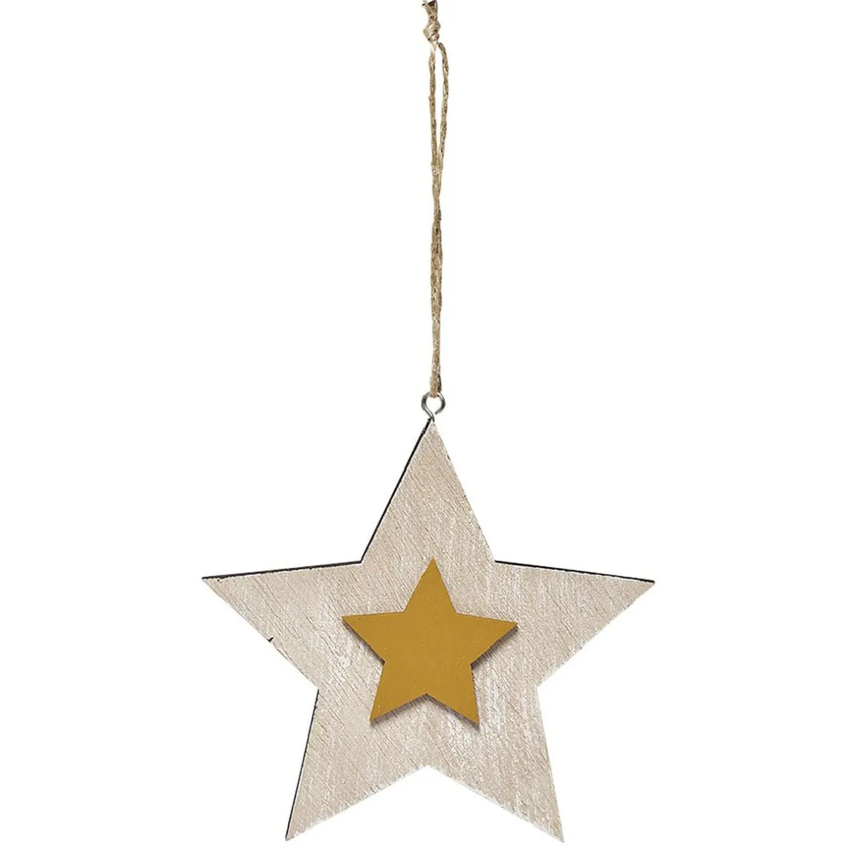 Gifi Suspension de Noël en bois motif incrusté étoile^ Décoration Sapin