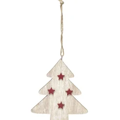 Gifi Suspension de Noël en bois motif incrusté étoile^ Décoration Sapin