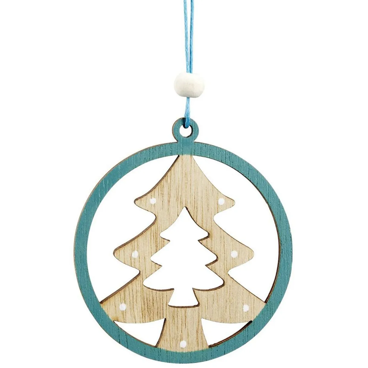 Gifi Suspension de Noël en bois naturel vert ange étoile renne sapin x24^ Décoration Sapin