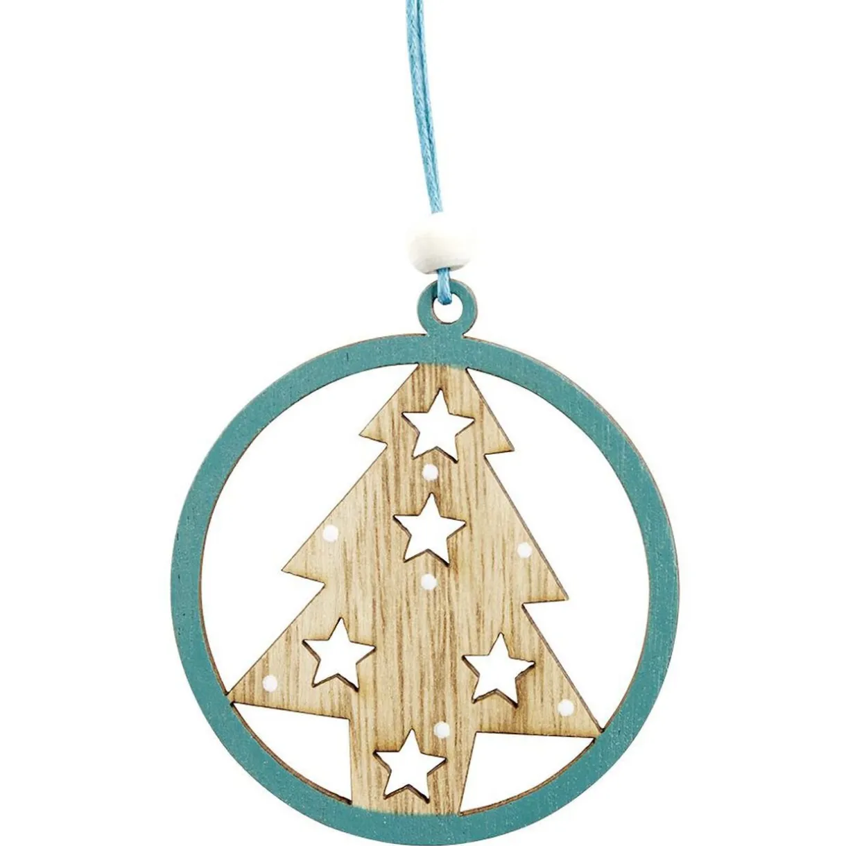 Gifi Suspension de Noël en bois naturel vert ange étoile renne sapin x24^ Décoration Sapin