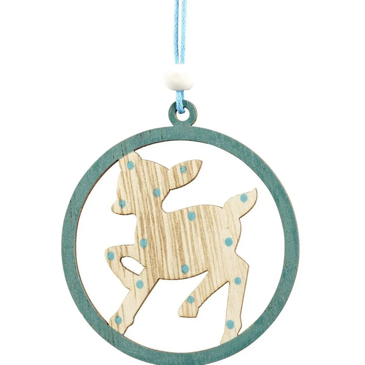 Gifi Suspension de Noël en bois naturel vert ange étoile renne sapin x24^ Décoration Sapin