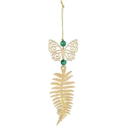 Gifi Suspension de Noël feuille et papillon doré^ Décoration Sapin
