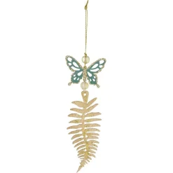 Gifi Suspension de Noël feuille et papillon doré^ Décoration Sapin