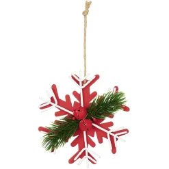 Gifi Suspension de Noël Flocon en bois avec décor houx^ Décoration Sapin