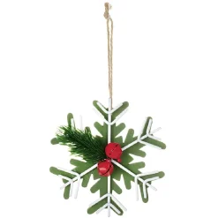 Gifi Suspension de Noël Flocon en bois avec décor houx^ Décoration Sapin