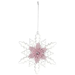 Gifi Suspension de Noël Flocon rose transparent^ Décoration Sapin
