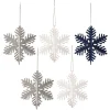 Gifi Suspension de Noël Flocon pailleté argenté blanc et bleu Ø9 cm X5^ Décoration Sapin