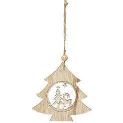 Gifi Suspension de Noël forme en bois avec motif ajouré^ Décoration Sapin