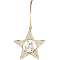 Gifi Suspension de Noël forme en bois avec motif ajouré^ Décoration Sapin