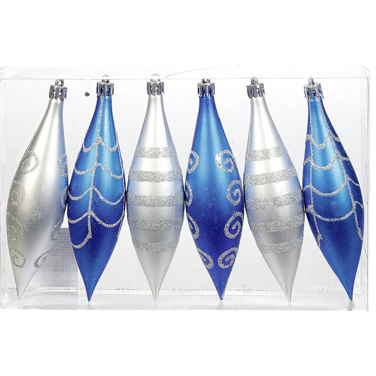 Gifi Suspension de Noël forme glaçon bleu argenté x6^ Décoration Sapin