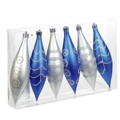 Gifi Suspension de Noël forme glaçon bleu argenté x6^ Décoration Sapin