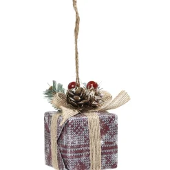 Gifi Suspension de Noël forme paquet cadeau^ Décoration Sapin