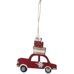 Gifi Suspension de Noël forme voiture en bois vintage^ Décoration Sapin