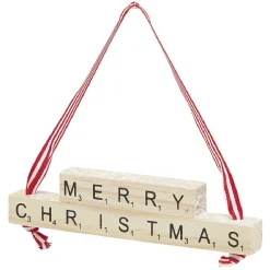 Gifi Suspension de Noël insciption Merry Christmas en bois^ Décoration Sapin