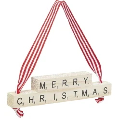 Gifi Suspension de Noël insciption Merry Christmas en bois^ Décoration Sapin