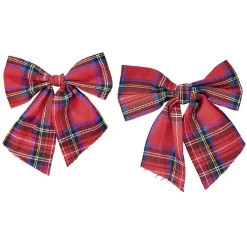 Gifi Suspension de Noël Noeud motif tartan rouge x2^ Décoration Sapin