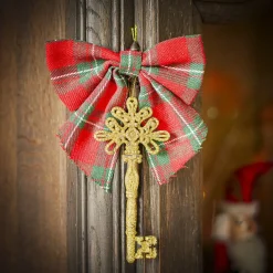 Gifi Suspension de Noël Noeud motif tartan rouge x2^ Décoration Sapin