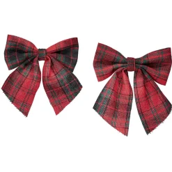Gifi Suspension de Noël Noeud motif tartan rouge x2^ Décoration Sapin