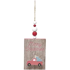 Gifi Suspension de Noël Pancarte en bois décor voiture et inscription^ Décoration Sapin